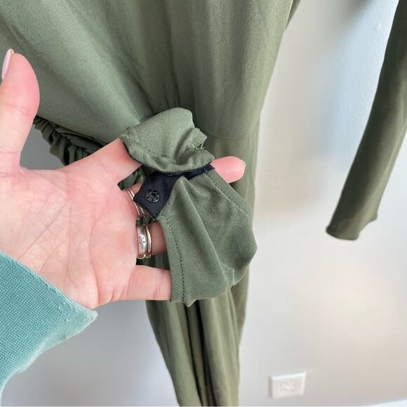 Alexandre Vauthier | Women’s Olive Green Stretch Jersey Gown Maxi Dress Ruched - Picture 6 of 14